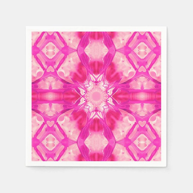 Fuchsia and Pastel Pink Tie Dye Pattern  Napkin (Front)