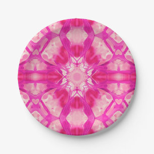 Fuchsia and Pastel Pink Tie Dye Pattern  Paper Plate