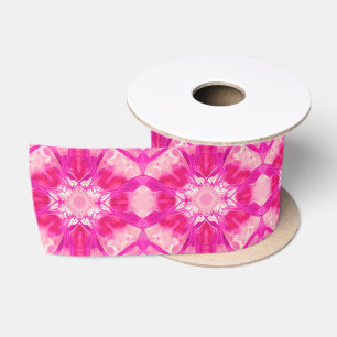 Fuchsia and Pastel Pink Tie Dye Pattern Satin Ribbon
