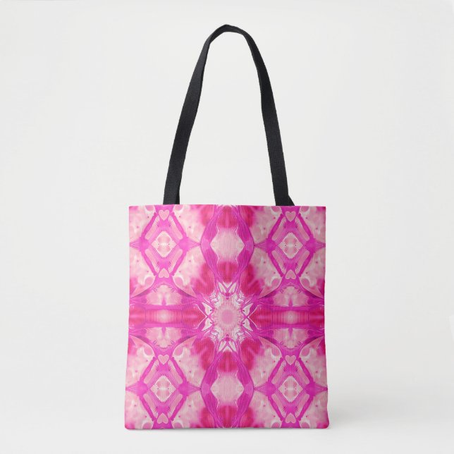 Fuchsia and Pastel Pink Tie Dye Pattern  Tote Bag (Front)