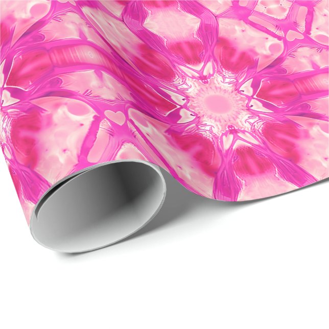 Fuchsia and Pastel Pink Tie Dye Pattern  Wrapping Paper (Roll Corner)