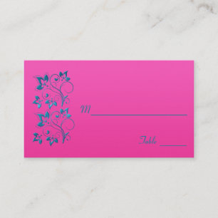 Fuchsia and Turquoise Floral Placecard