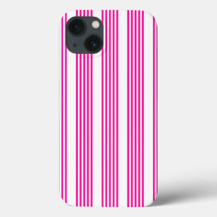 Fuchsia and white five stripes pattern iPhone 13 case