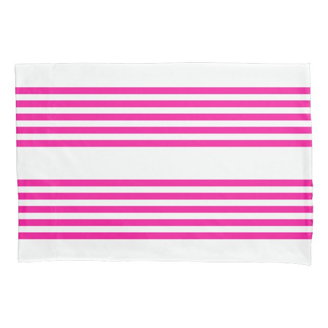 Fuchsia and white five stripes pattern pillowcase (Front)