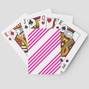 Fuchsia and white five stripes pattern playing cards