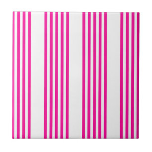 Fuchsia and white five stripes pattern tile