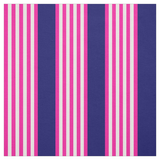 Fuchsia and white five stripes pattern with blue fabric (Swatch)
