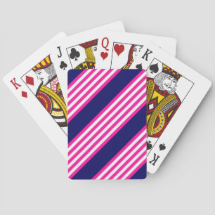 Fuchsia and white five stripes pattern with blue playing cards