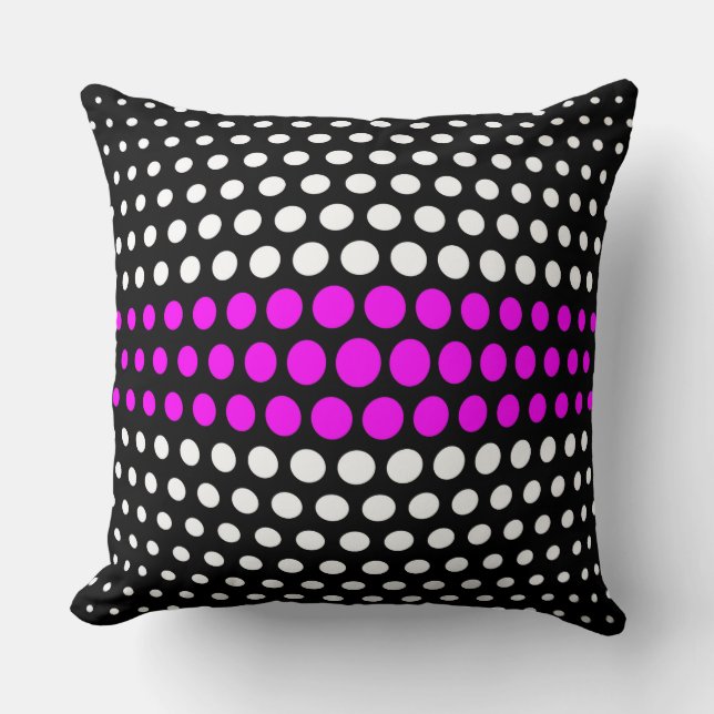 Fuchsia and White Polka Dots Pattern Cushion (Front)