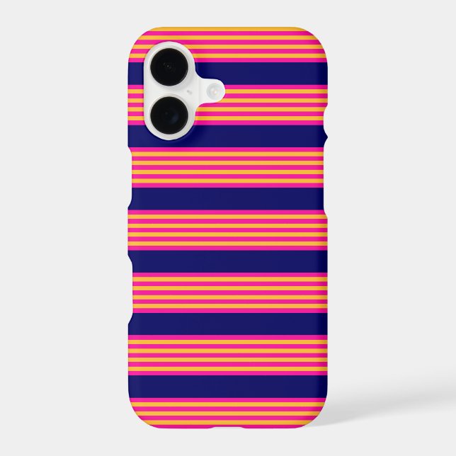 Fuchsia and yellow stripes with navy blue (Back)