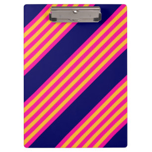 Fuchsia and yellow stripes with navy blue clipboard