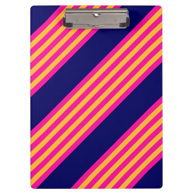 Fuchsia and yellow stripes with navy blue clipboard (Front)