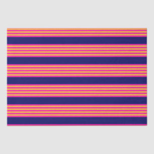 Fuchsia and yellow stripes with navy blue tissue paper