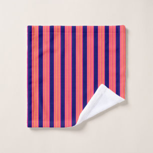 Fuchsia and yellow stripes with navy blue wash cloth