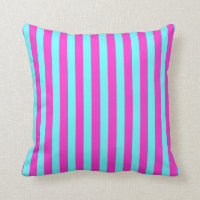 Fuchsia/Aqua Coloured Stripes Cushion