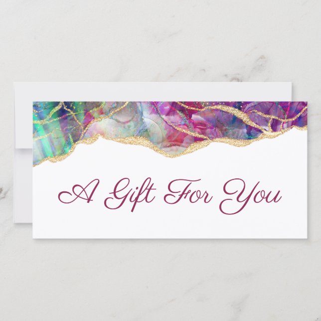 Fuchsia aquamarine opal design gift certificate (Front)