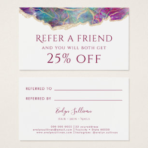 Fuchsia aquamarine opal design referral card
