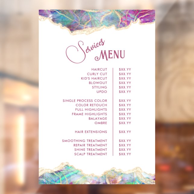 Fuchsia Aquamarine Opal Design Services Menu (Sheet 2)