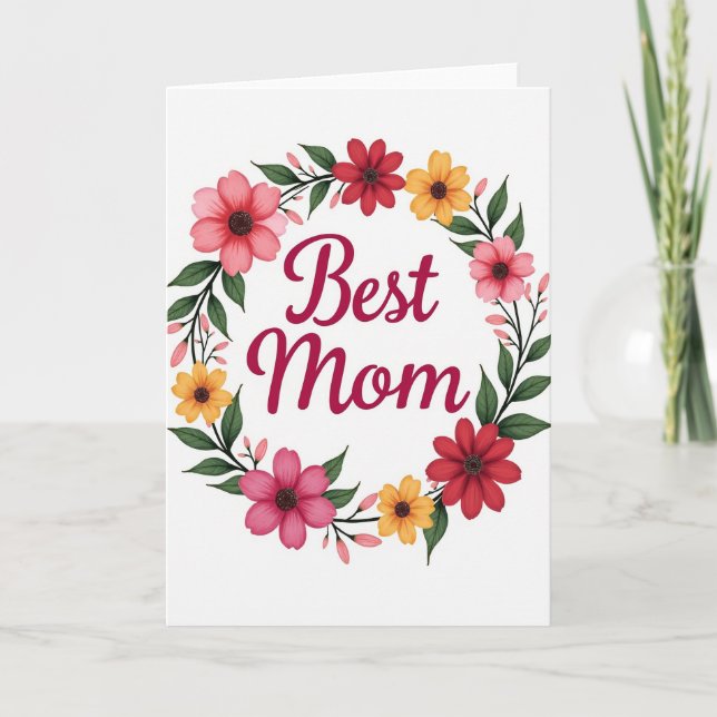 Fuchsia Best Mum Floral Card (Front)