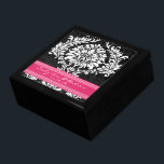 Fuchsia Black and White Damask Wedding Anniversary Gift Box<br><div class="desc">Wedding Black Lacquer Keepsake Custom Designer Personalised Jewellery Box or Memory Box Elegant Unique Wedding Anniversary  Christmas Gifts or Valentines Day Gifts     Farmhouse Wedding,  Victorian Wedding,  Mediaeval Renaissance Wedding,  Black and White Floral Wedding</div>