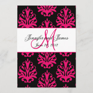 Fuchsia Black Paisley Wedding Save the Date