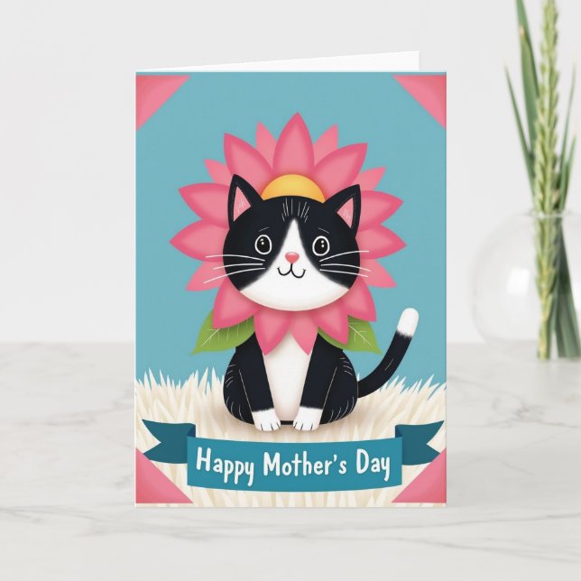Fuchsia Bloom Kitten Card (Front)