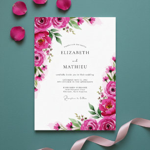 Fuchsia Blossom Romance Wedding Invitation