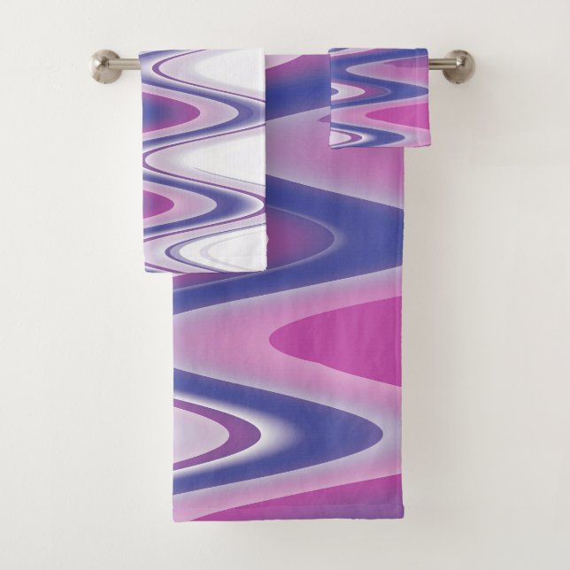 Fuchsia blue grey bath towel set (Insitu)