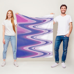 Fuchsia blue grey fleece blanket