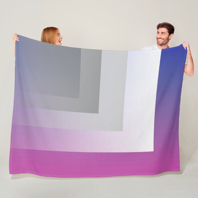 Fuchsia blue grey fleece blanket (In Situ)