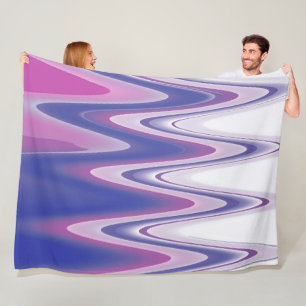 Fuchsia blue grey fleece blanket