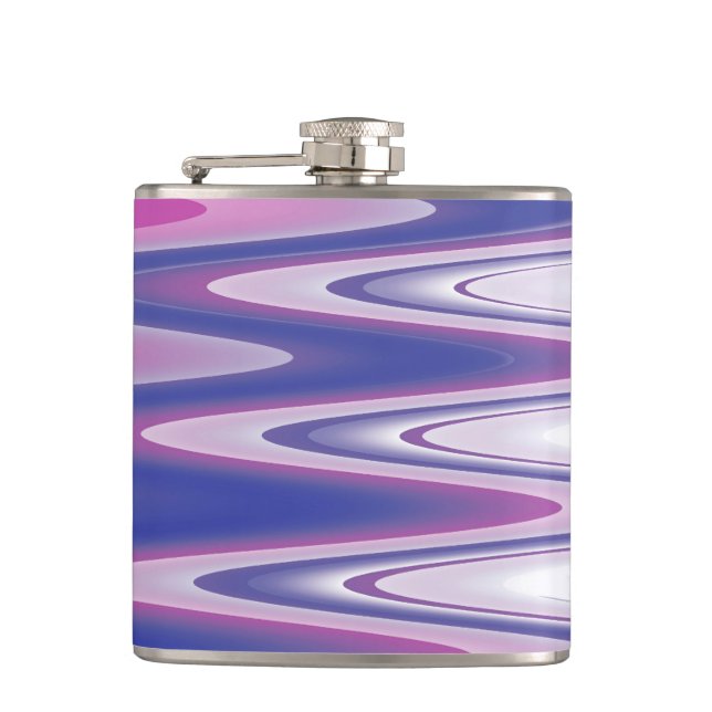 Fuchsia blue grey hip flask (Front)