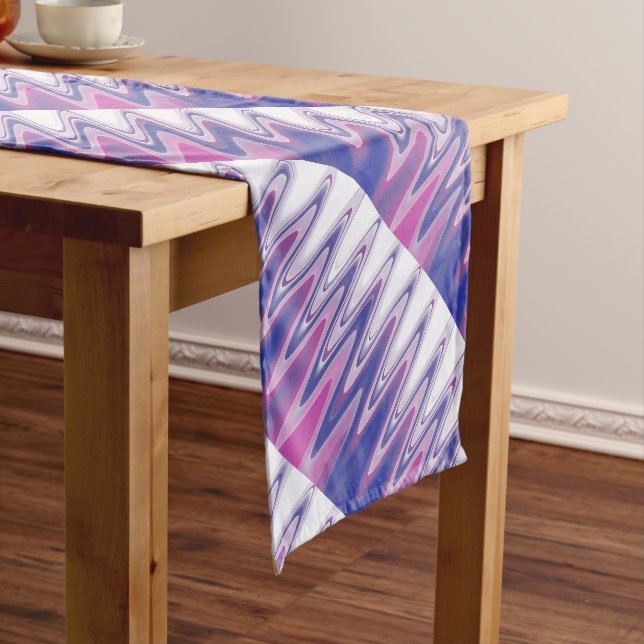 Fuchsia blue grey long table runner (In Situ)