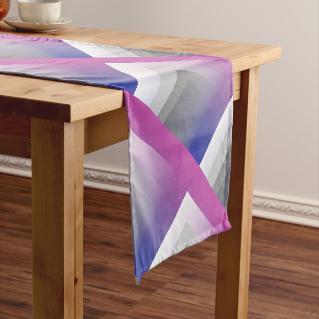 Fuchsia blue grey long table runner (In Situ)