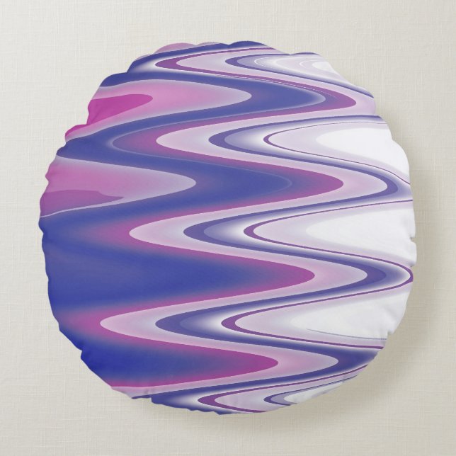 Fuchsia blue grey round cushion (Front)