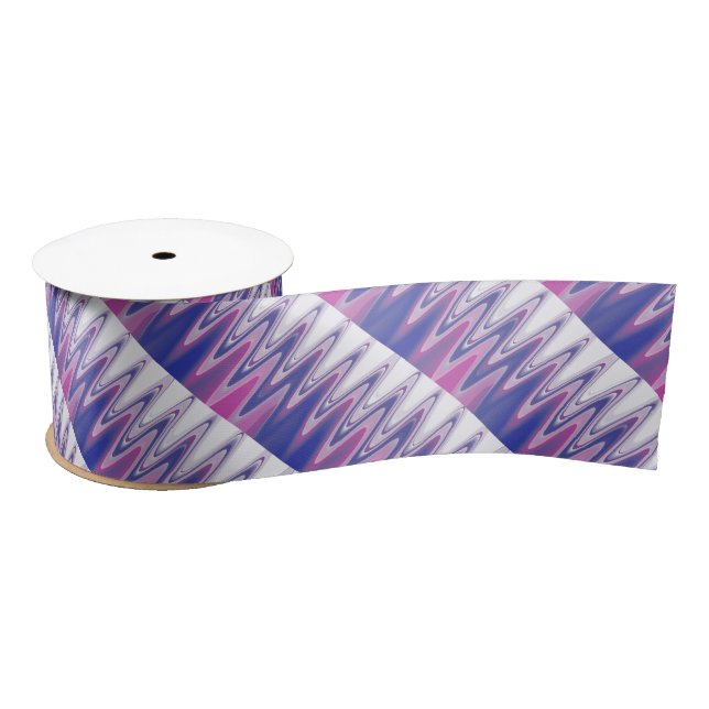 Fuchsia blue grey satin ribbon (Spool)