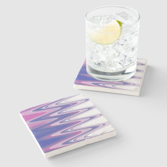 Fuchsia blue grey stone coaster (Side)