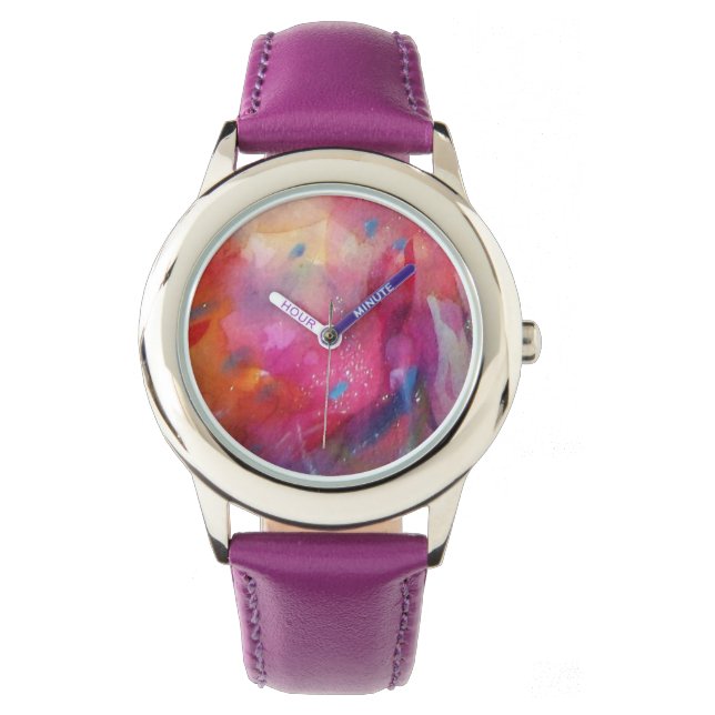 FUCHSIA BLUE PINK ABSTRACT WATCH (Front)