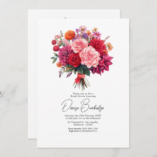 Fuchsia, Blush & Coral Bright Floral Bridal Shower Invitation