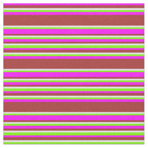 Fuchsia, Brown, Lavender, and Green Stripes Fabric