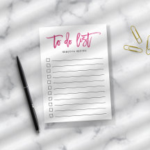 Fuchsia Brush Lettered Personalised To Do List