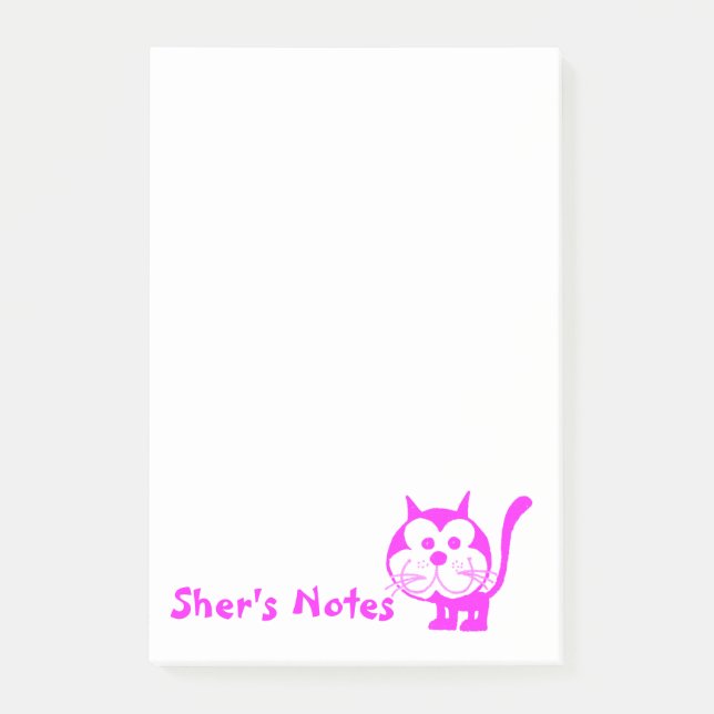 Fuchsia Cat Post-It Notes (Front)