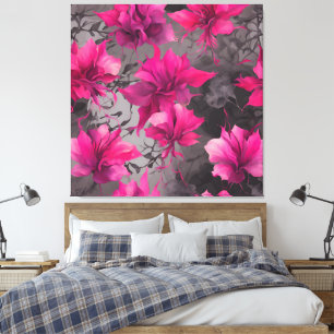 Fuchsia & Charcoal Field AI art  Canvas Print