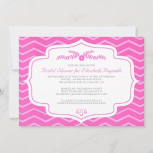 Fuchsia Chevron Bridal Shower Invitations