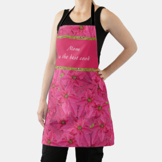 Fuchsia coloured poinsettias, floral pattern custo apron