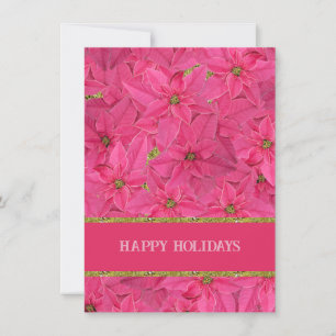 Fuchsia coloured poinsettias, floral pattern custo holiday card