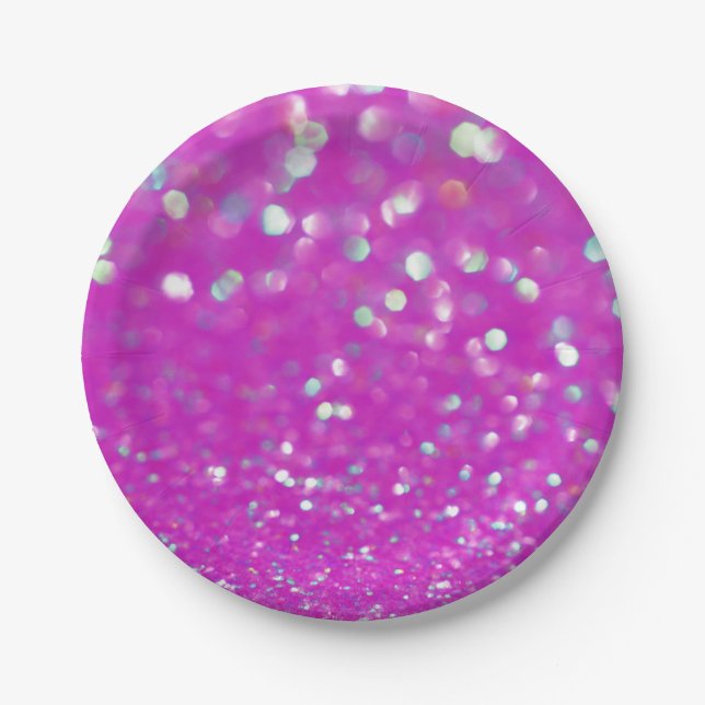 Fuchsia Confetti Paper Plate (Front)
