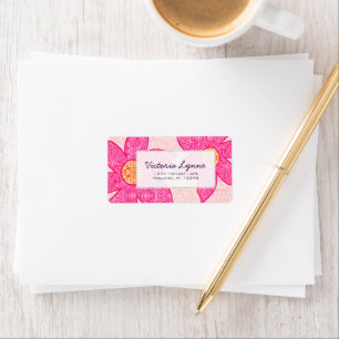 Fuchsia Coral Flowers Return Address Label