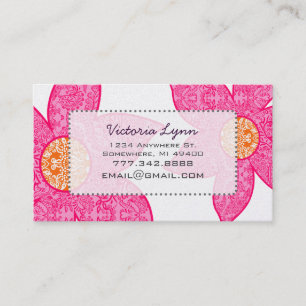 Fuchsia Coral Grey Flowers Business Cards