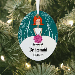 Fuchsia & Coral Wedding Red Hair Bridesmaid Metal Tree Decoration